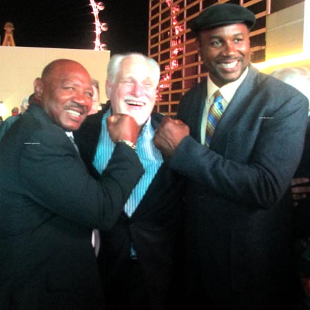Marvelous and boxing champion Lennox Lewis with sportcaster Al Bernstein in Las Vegas August 2015