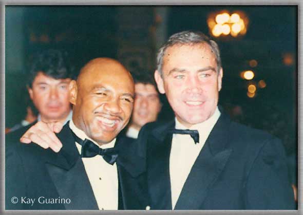 The Marvelous One with middleweight champion of the world Alan Minter in London.